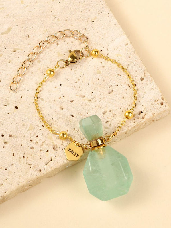 SALTY Women Prasiolite Perfume Bottle Charm Bracelet