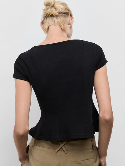 Ribbed Paneled A-line Top