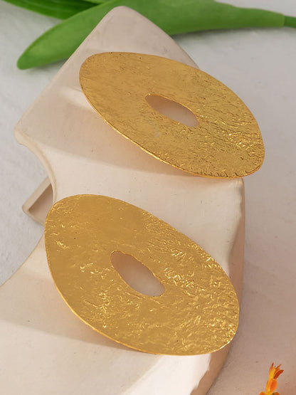 Gold-Plated Oval Chunky Drop Earrings