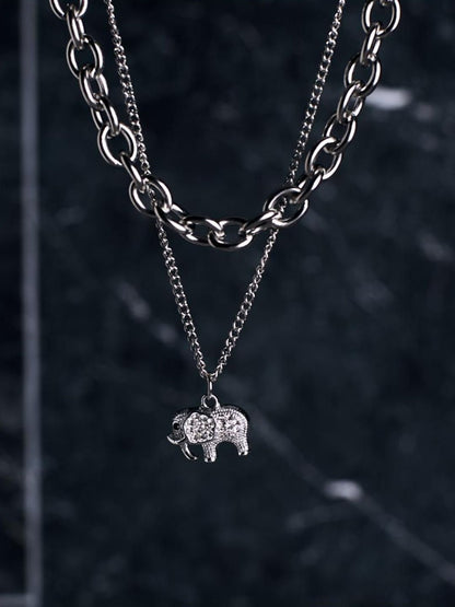 SALTY Artificial Stone-Studded Embrace Layered Necklace