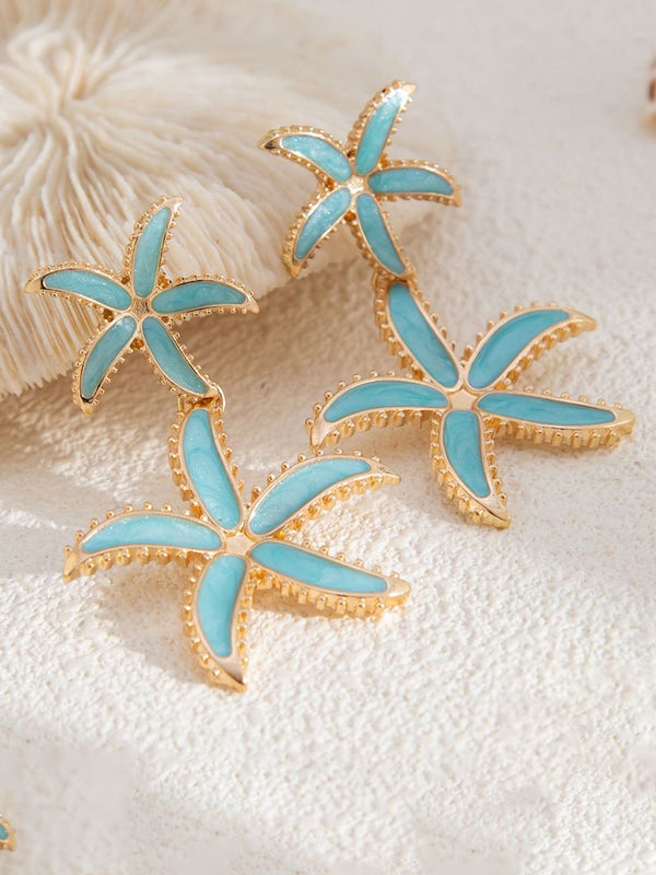 Gold Plated Star Shaped Drop Earrings