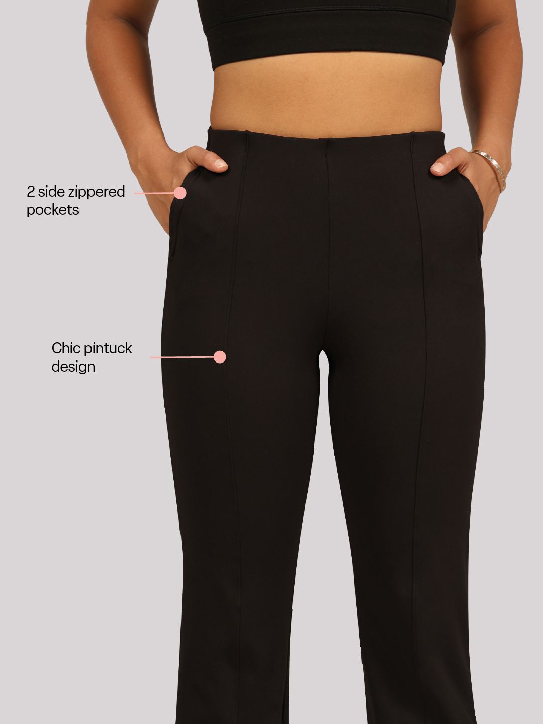 Women Comfort Straight Fit High Rise Wrinkle Free Trousers