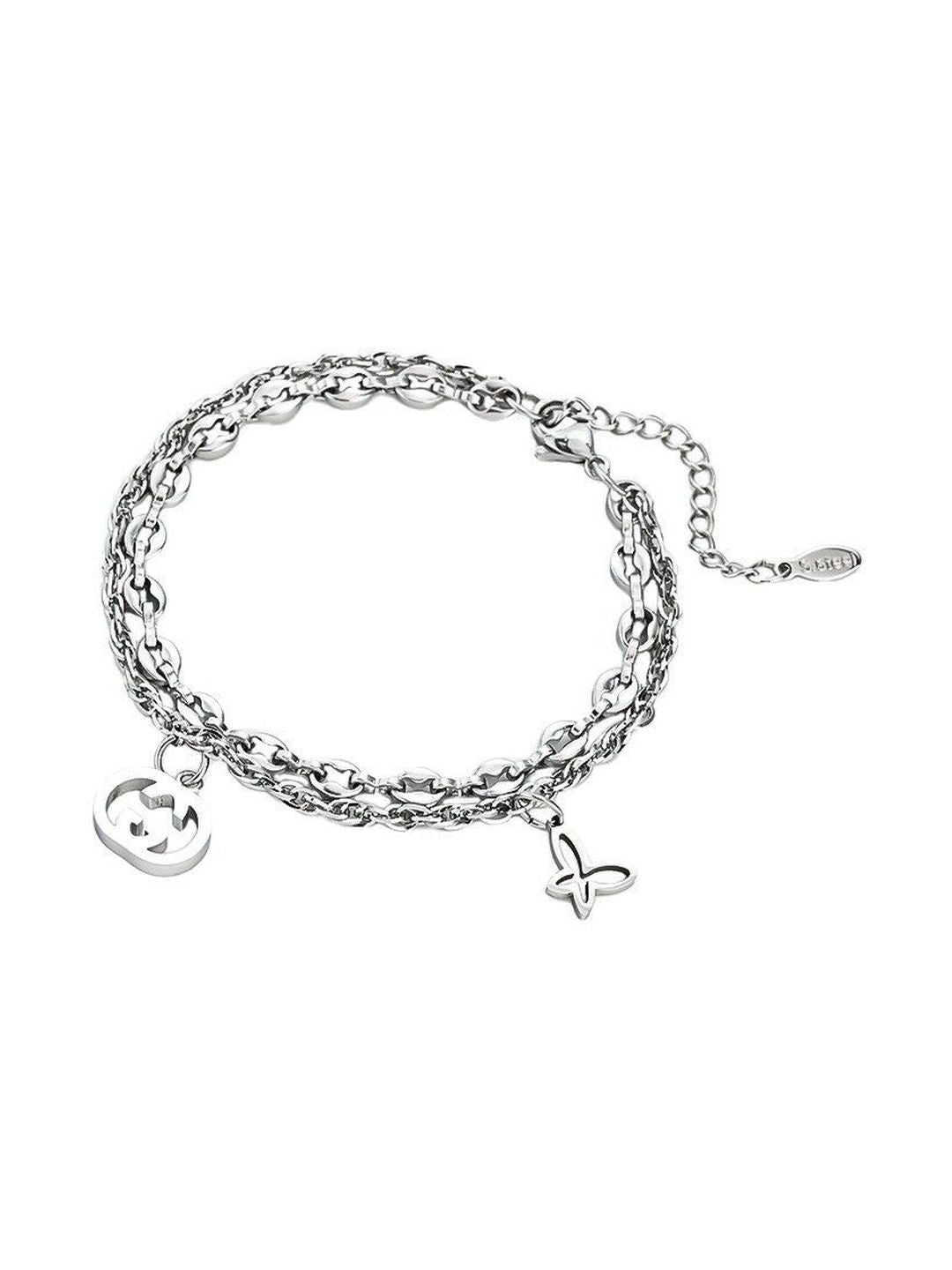 Men Handcrafted Silver-Plated Link Bracelet