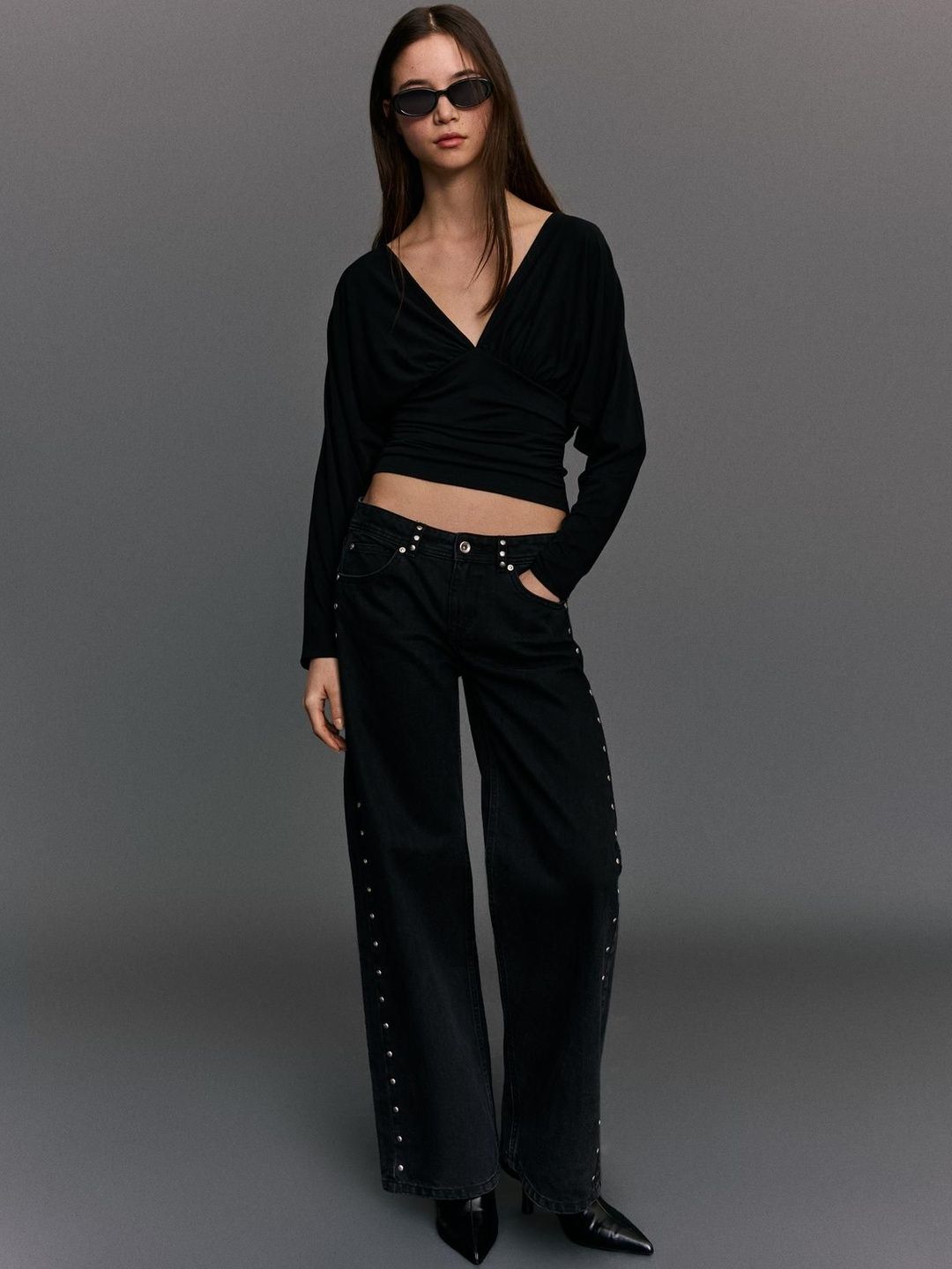 Long sleeve ruched T-shirt