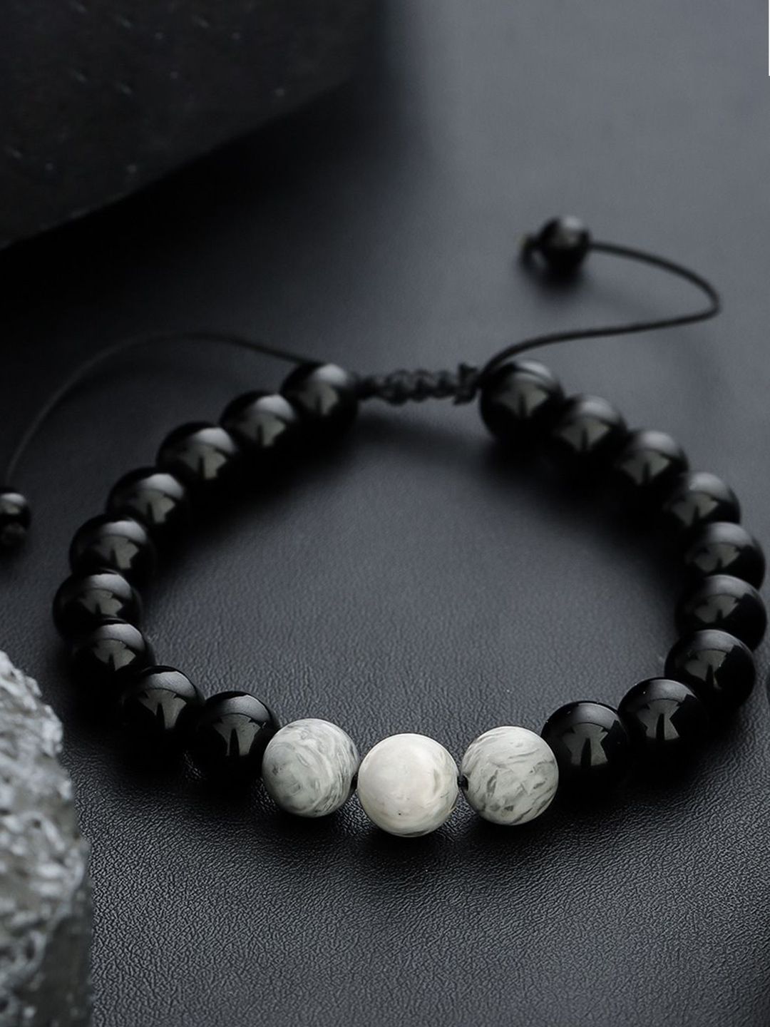 Men Artificial Beaded Wraparound Bracelet