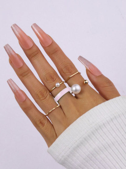 SALTY Set Of 5 Jamila Stylish Adjustable Finger Ring