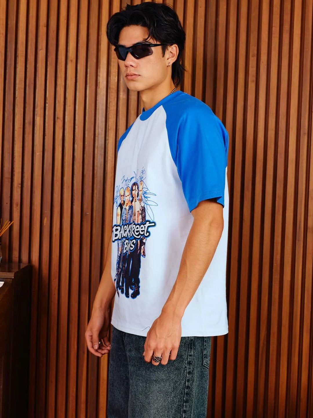Men Music Graphic Raglan T-shirt