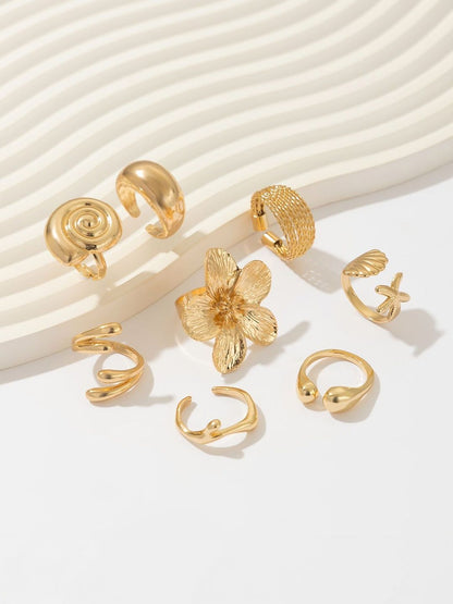 Set of 8 Gold-Plated Finger Ring