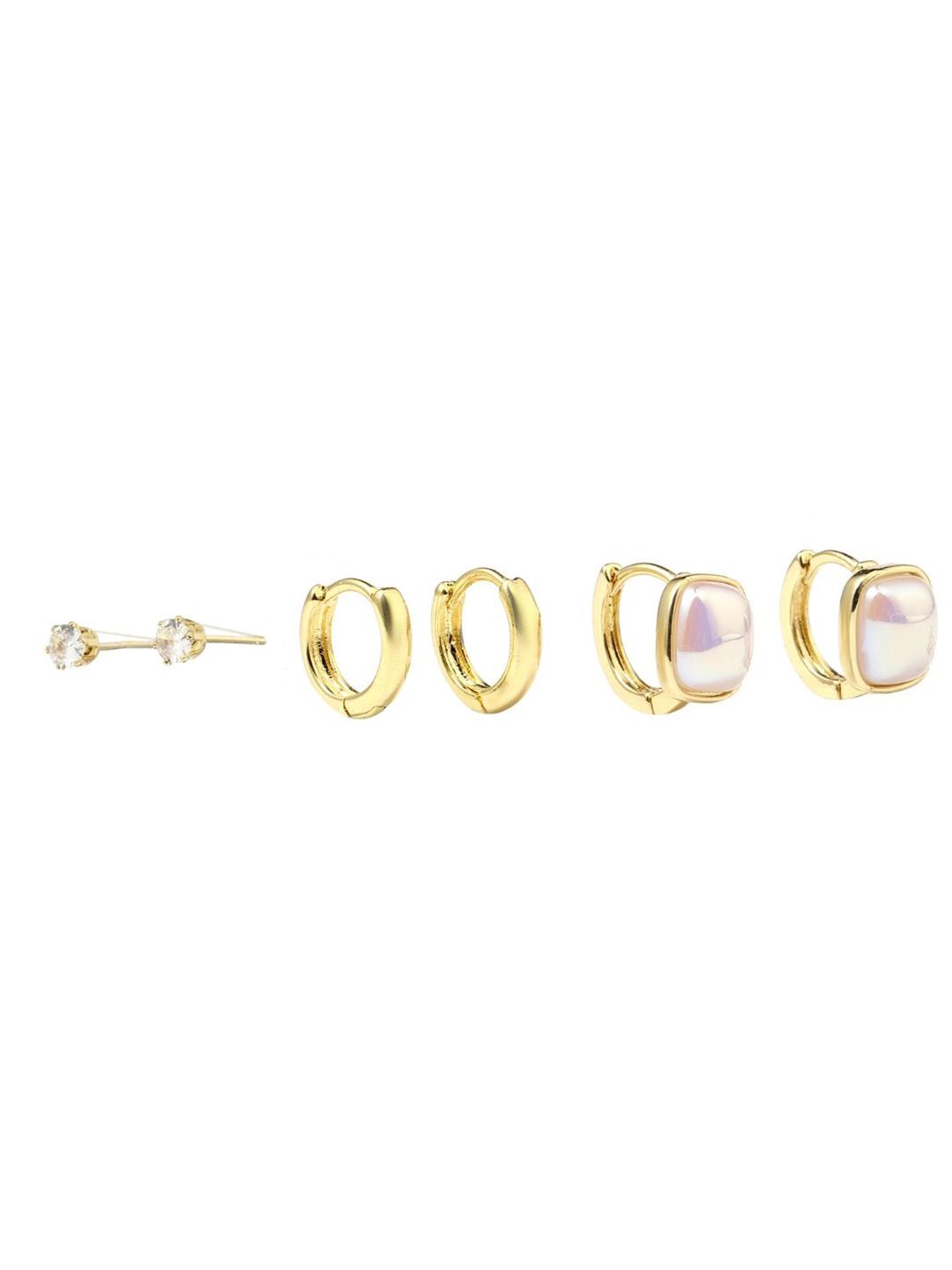 SALTY Set Of 3 Gold-Plated Keshi Pearl Contemporary Studs