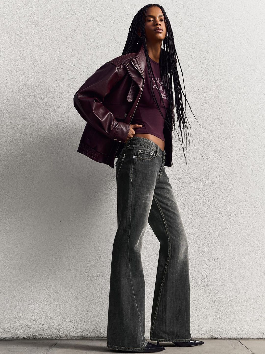 Pure Cotton Flared Baggy Jeans