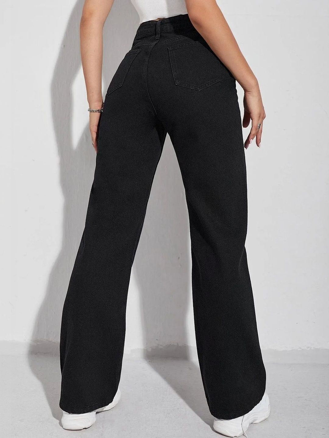 Women Classic Wide Leg High-Rise Stretchable Jeans