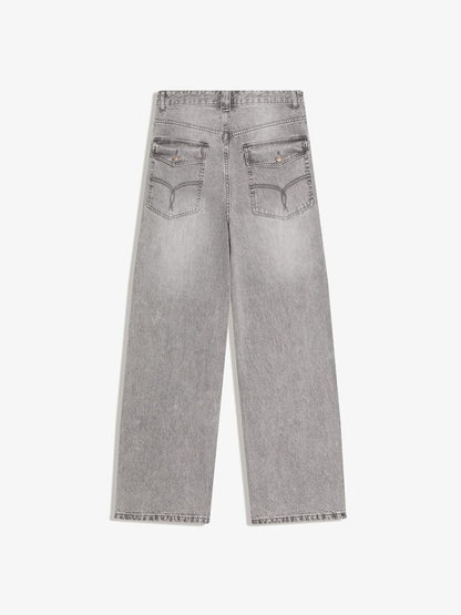 Men Embroidered super baggy jeans