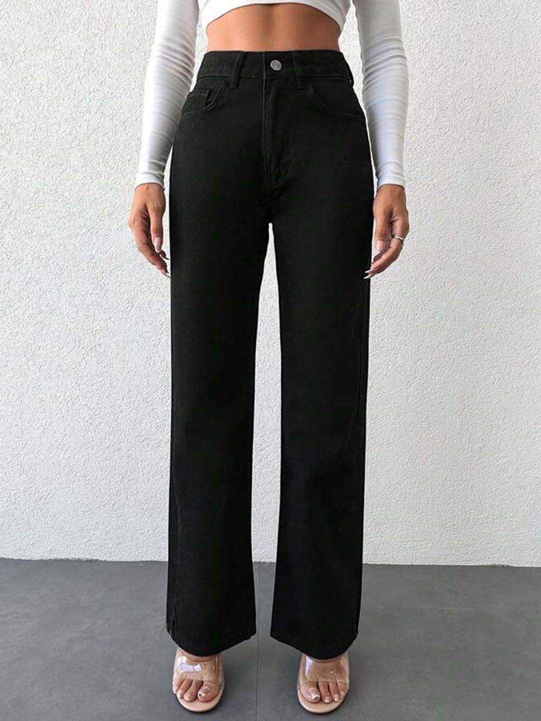 Women Straight Fit High-Rise Stretchable Jeans