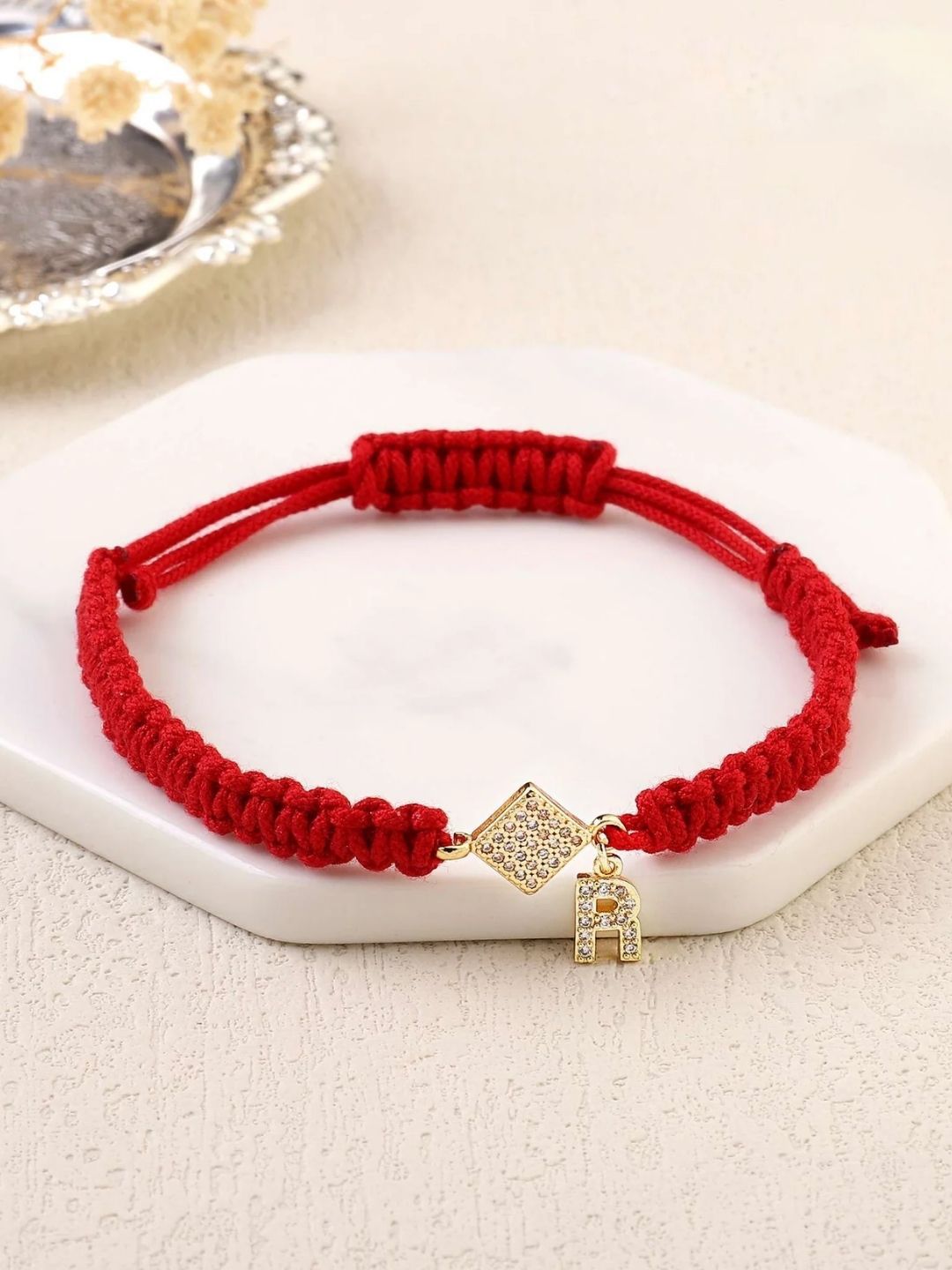 SALTY Pack of 2 Women Red Thread Initial Bracelet - Alphabet-S