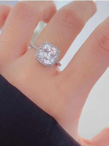 SALTY Silver Shimmering Cushion-Cut Ring For Women & Girls