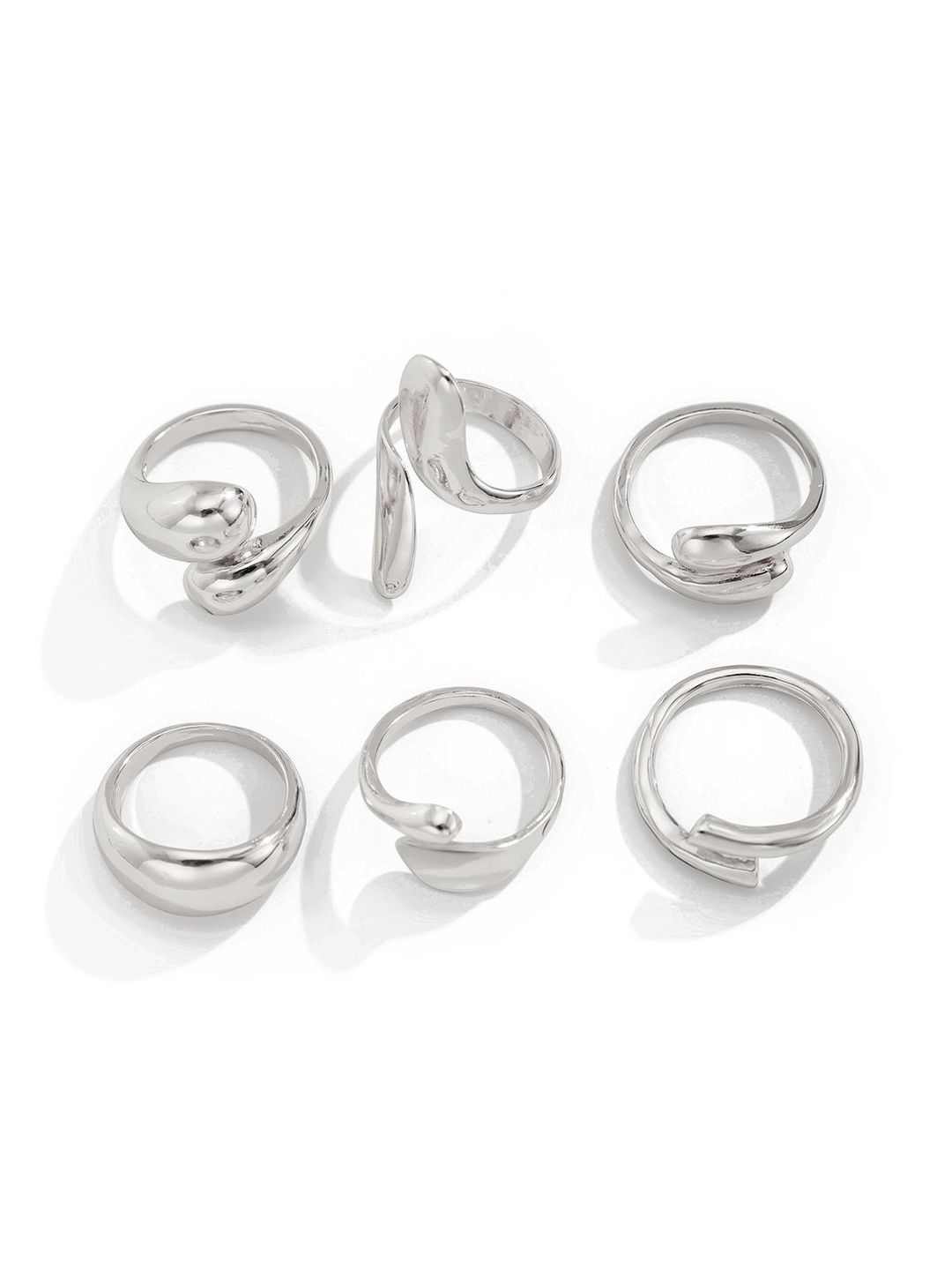Set of 6 Silver-Plated Finger Ring