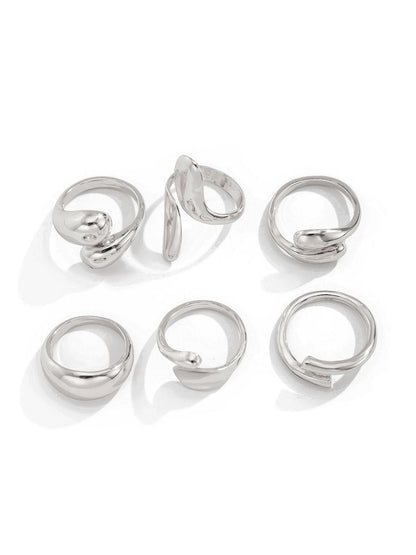 Set of 6 Silver-Plated Finger Ring