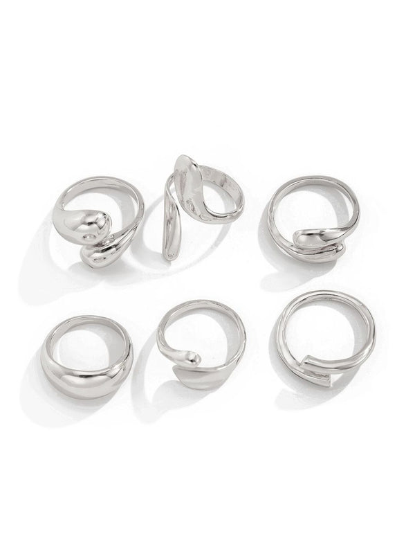 Set of 6 Silver-Plated Finger Ring