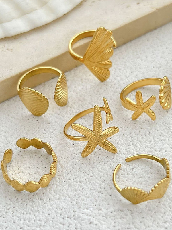 Women Set Of 6 Western Adjustable Finger Ring
