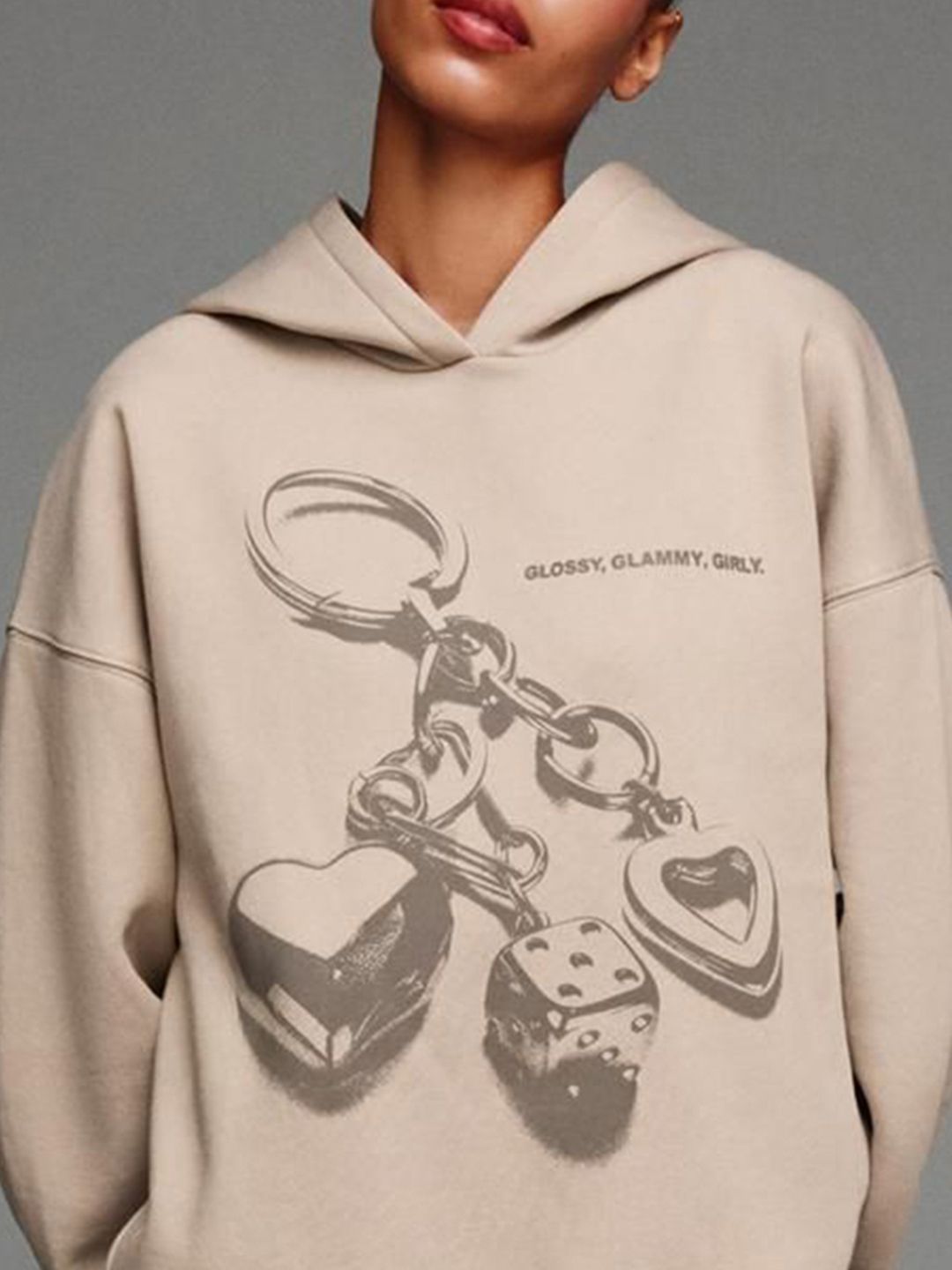 Zip-up print hoodie