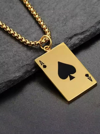 SALTY Men Square Royal Flush Pendants with Chains