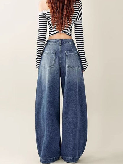 Women Wide Leg Mid-Rise Light Fade Jeans