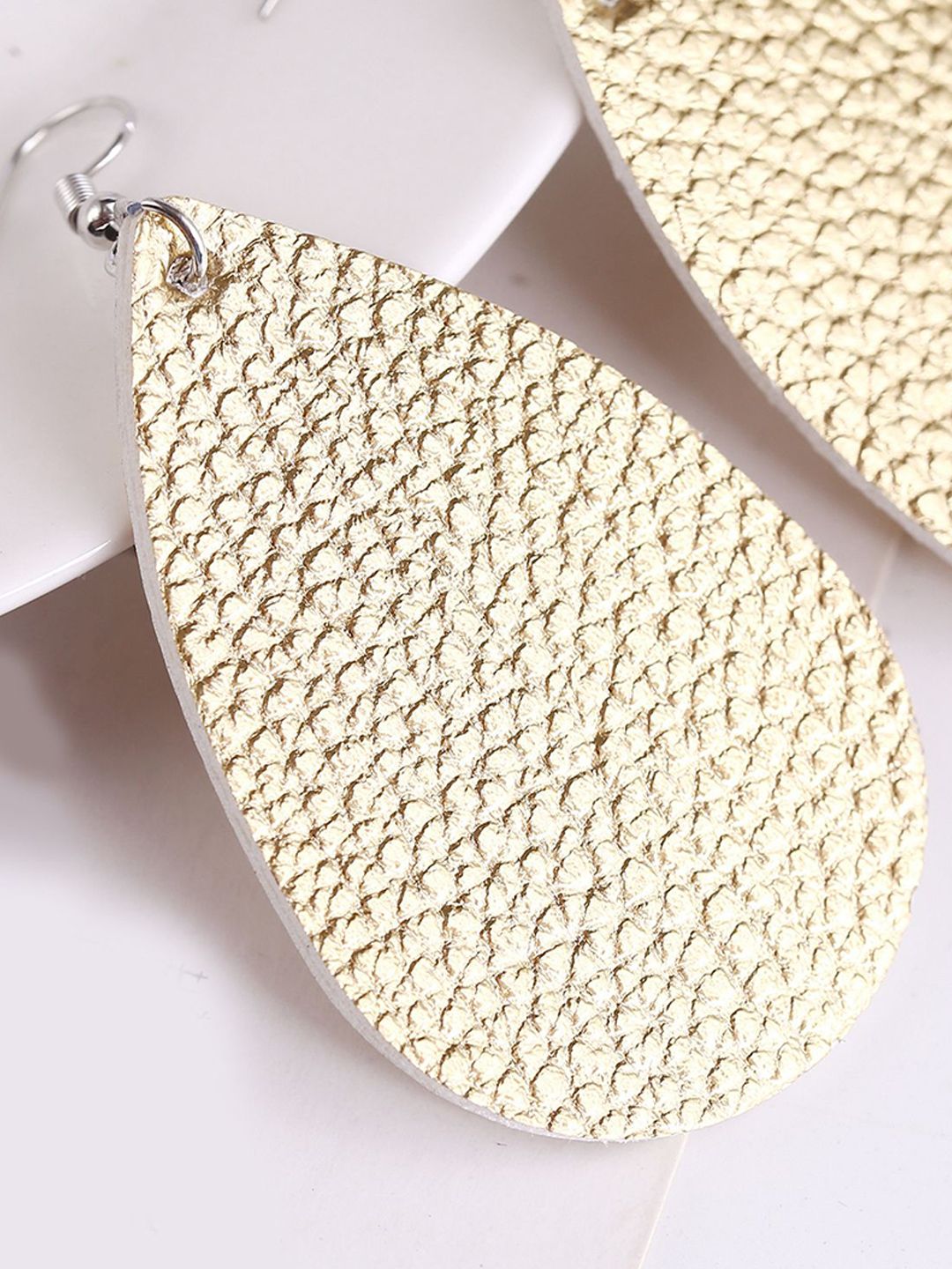 PU Silver Plated Oval Shaped Drop Earrings