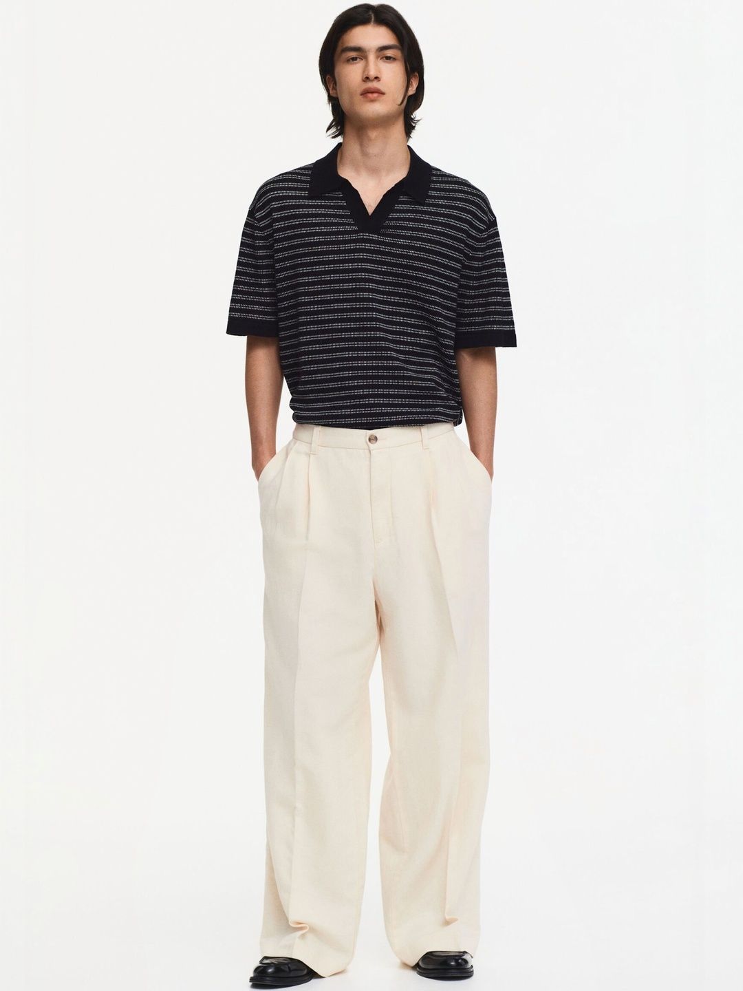Regular Fit Linen-Blend Polo Shirt