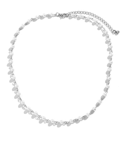 Silver-Plated Pearls Beaded Minimal Necklace