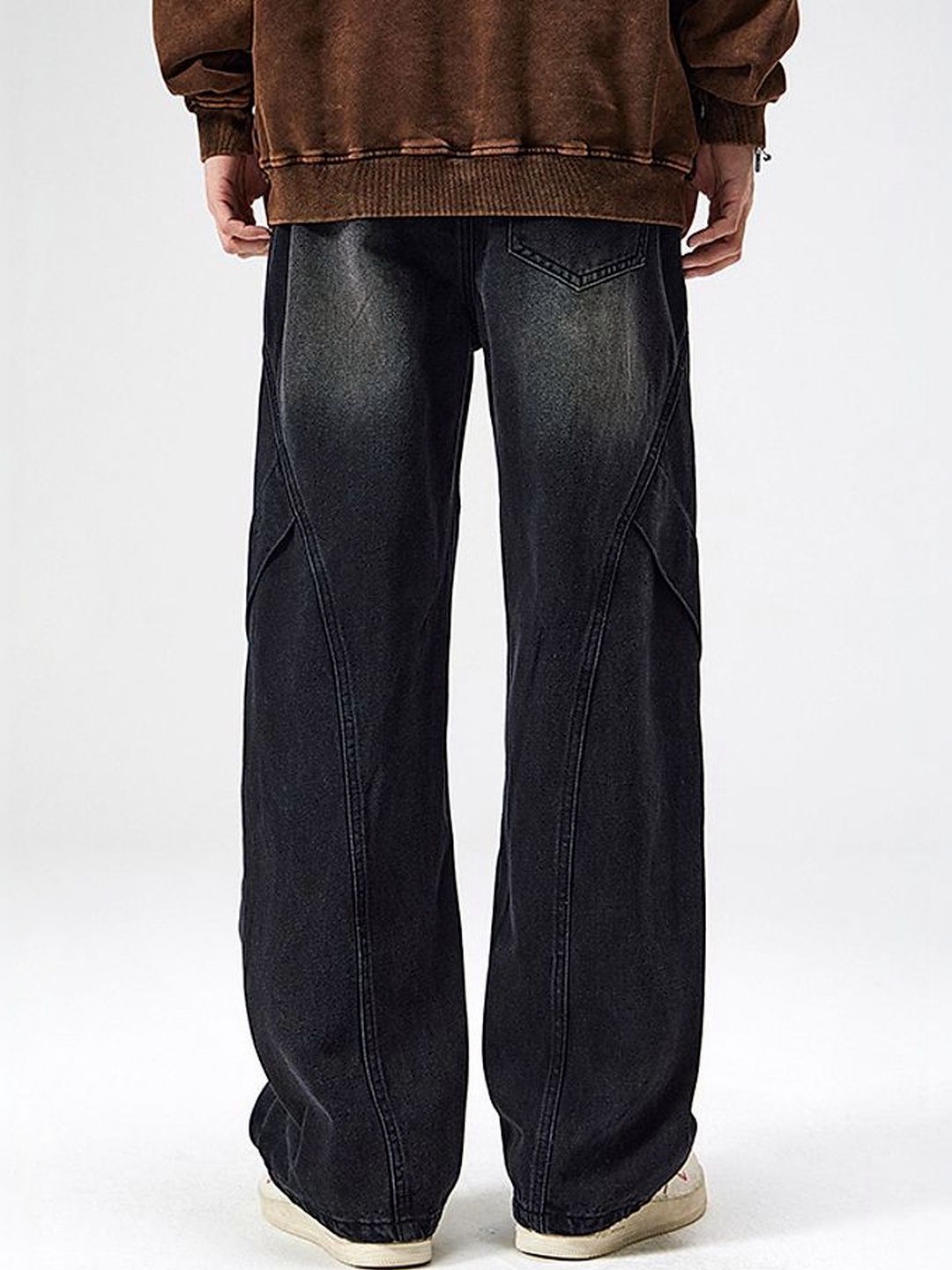Men Wide Leg Mid-Rise Dark Jeans