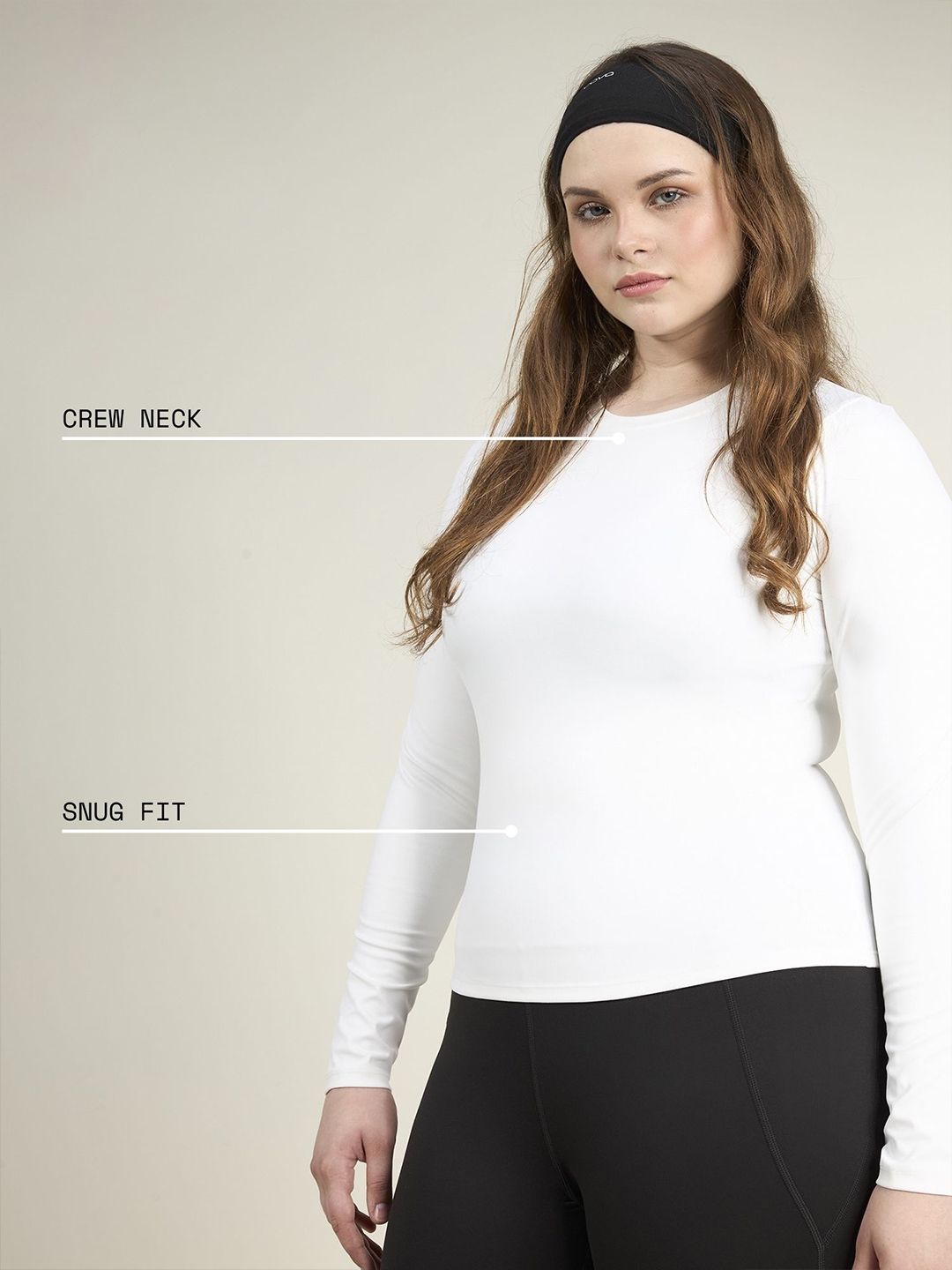 Women Sculpt Crew Neck Full Sleeves Snug Fit Regular Fitted Top