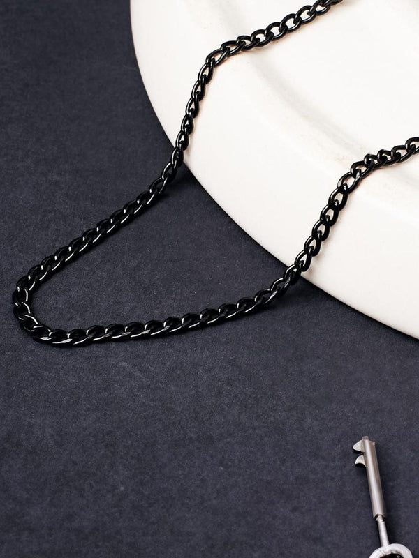 SALTY Men Stainless Steel Ironclasp Black Chain