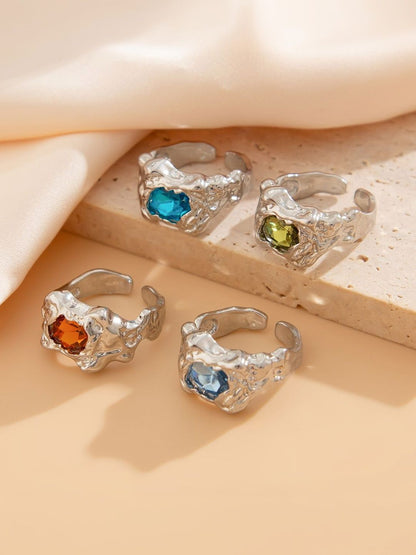 Men Set Of 4 Silver-Plated Stone-Studded Finger Ring