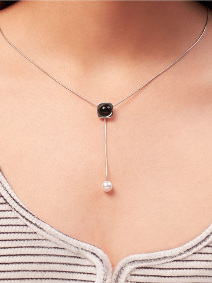SALTY Moon Pearl Stainless Steel Necklace