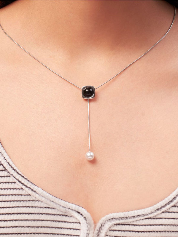 SALTY Moon Pearl Stainless Steel Necklace