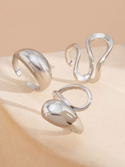 Set of 3 Silver-Plated Finger Ring