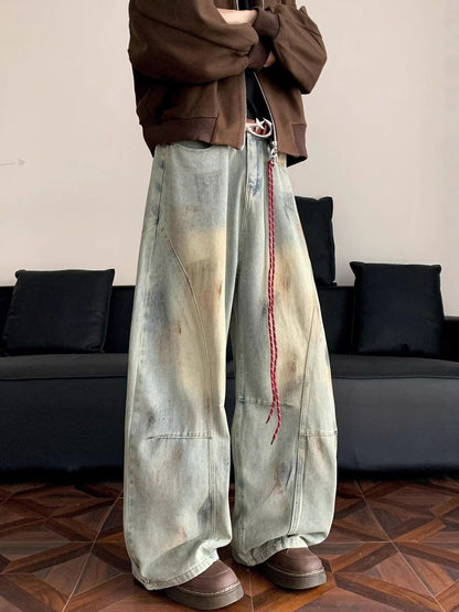 Men Wide Leg Low-Rise Light Fade Jeans