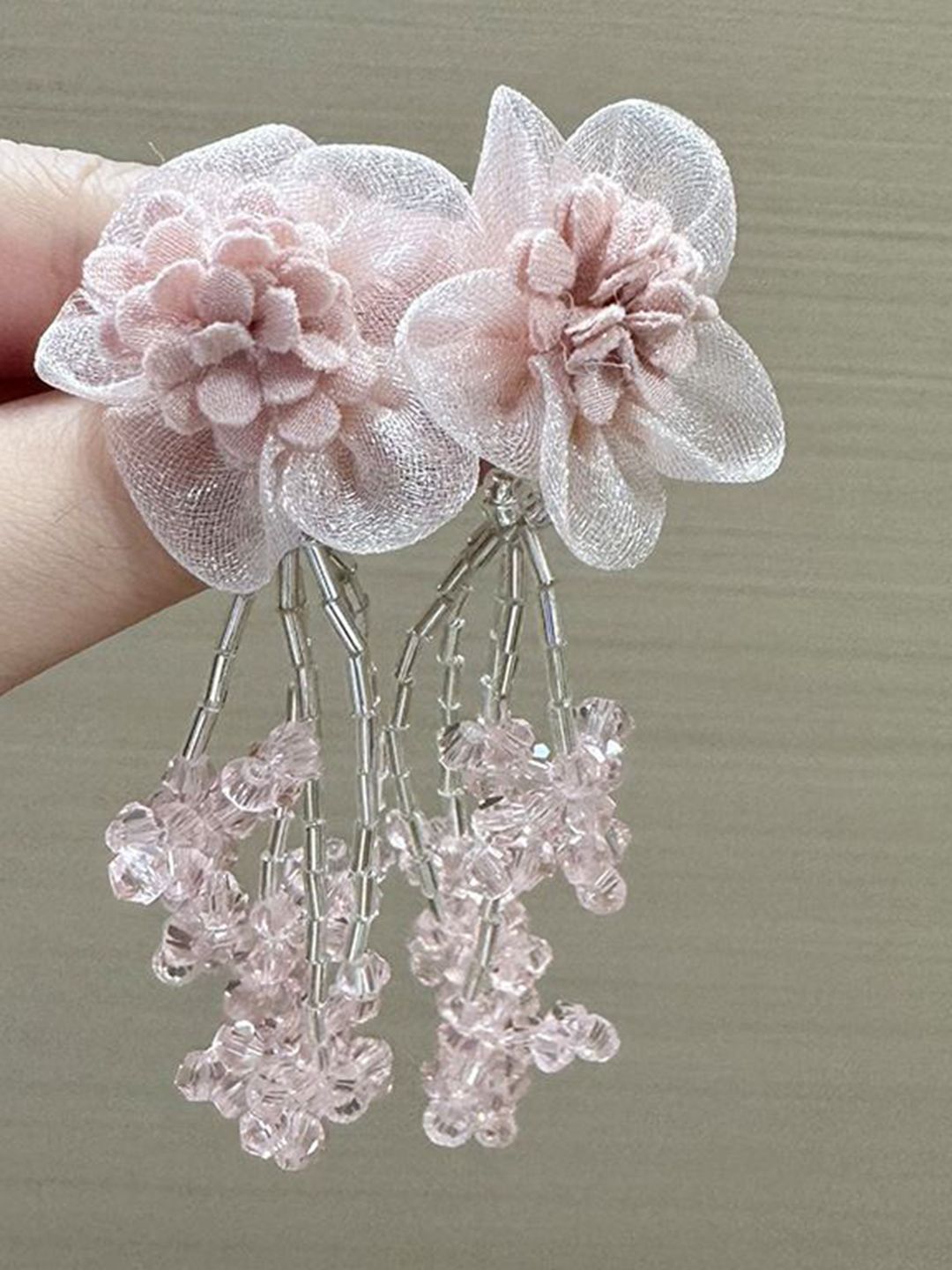 Artificial Beads Floral Shaped Drop Earrings