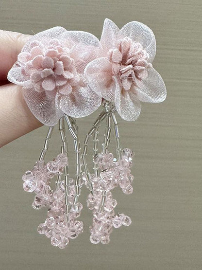 Artificial Beads Floral Shaped Drop Earrings