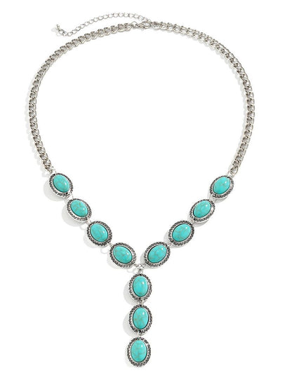 Silver-Plated Artificial Stone Studded Statement Necklace