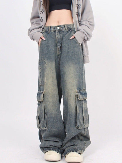 Women Wide Leg Mid-Rise Light Fade Jeans