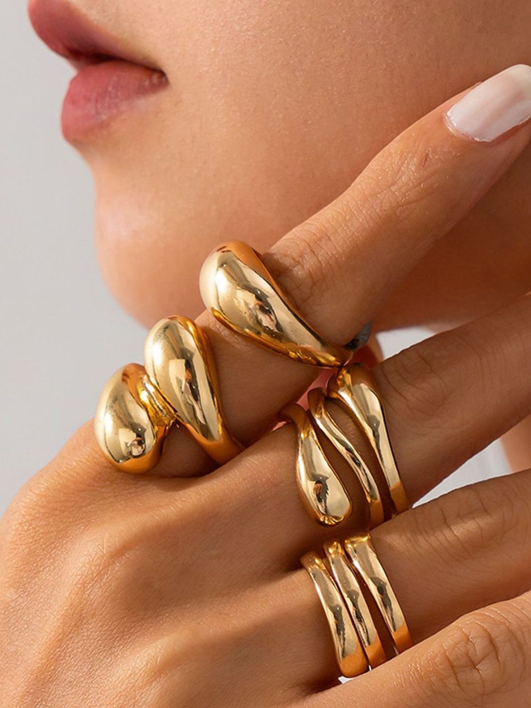 Set of 4 Gold-Plated Finger Ring