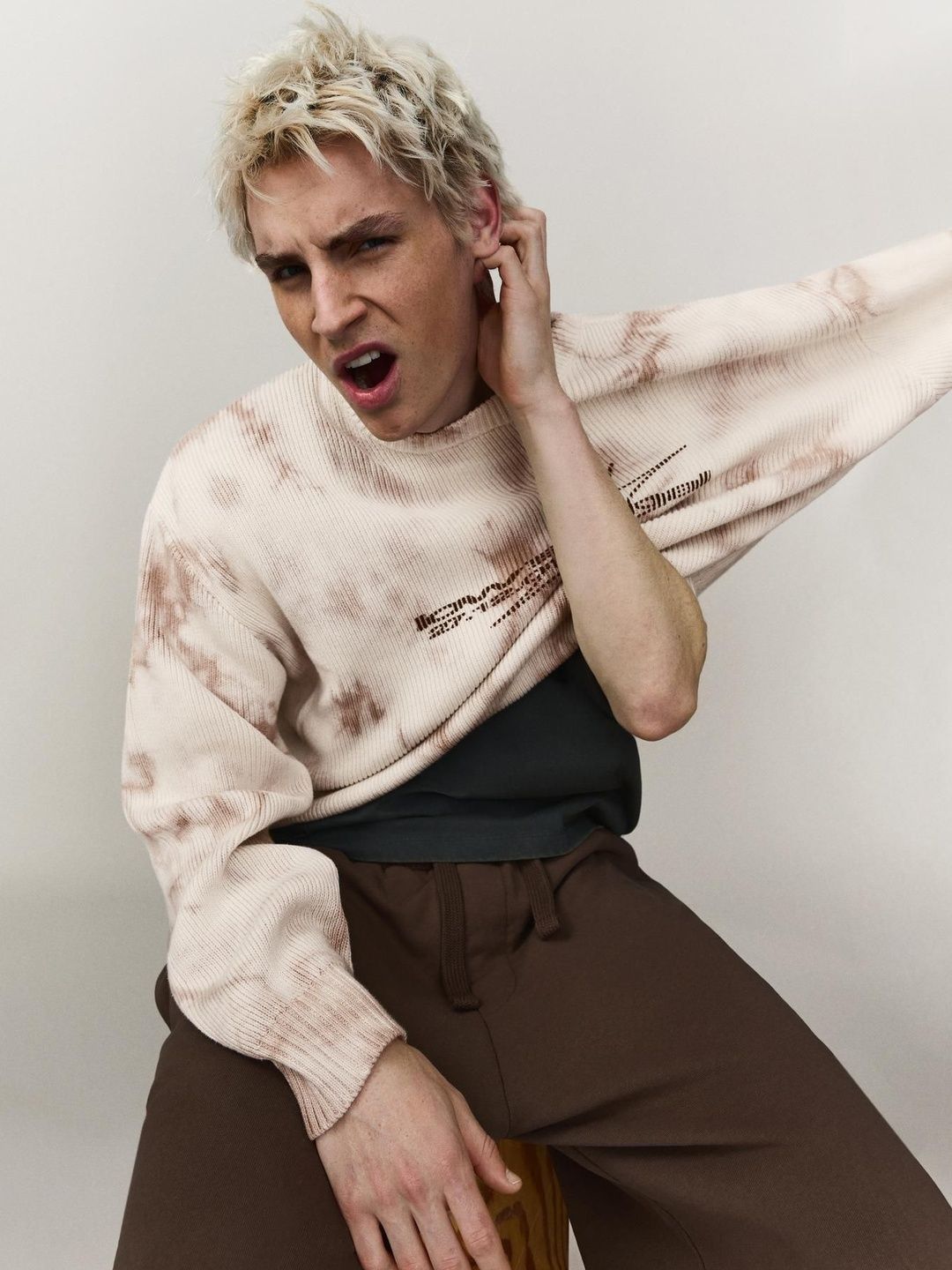 Printed round neck jumper