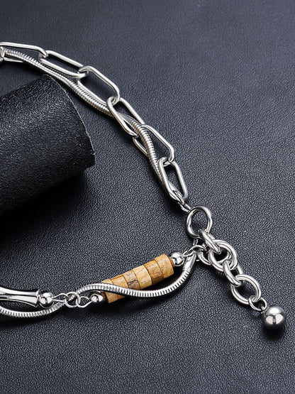 Silver-Plated  Stainless Steel Statement Chain