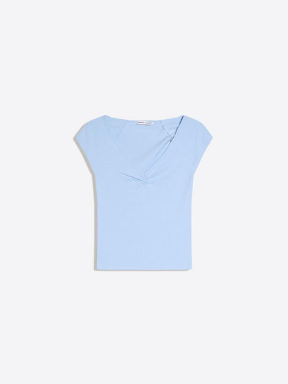 Gathered short sleeve T-shirt