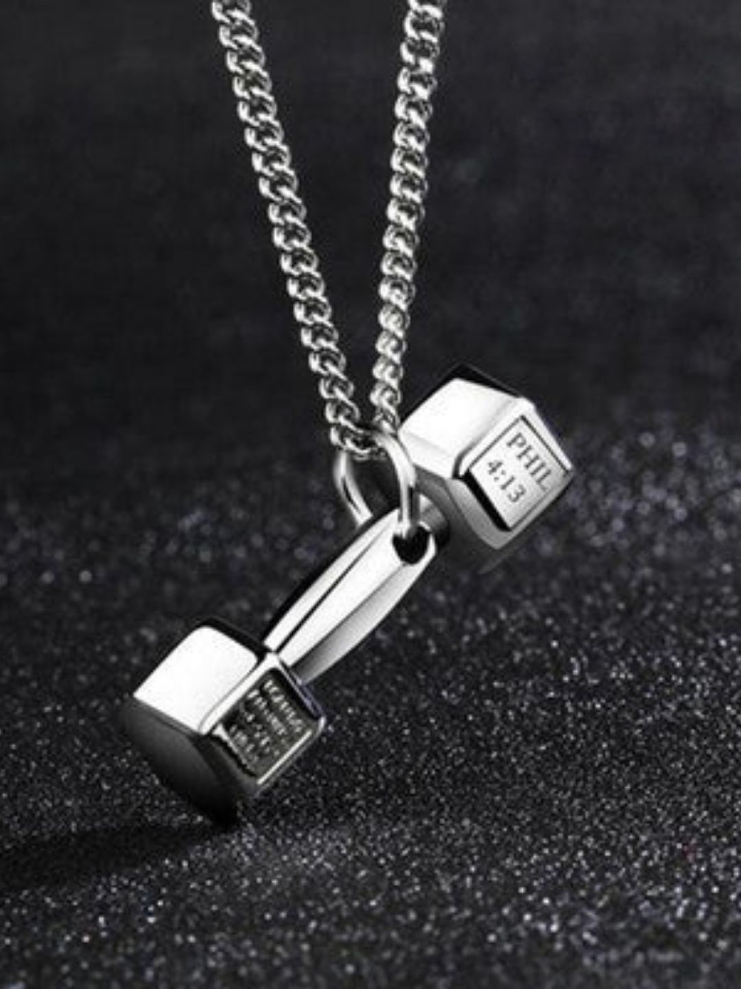 SALTY Pack of 2 Men Dumbbell Silver Chain