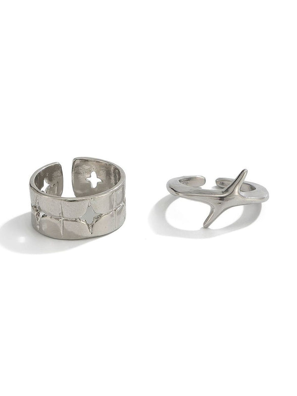 Set of 2 Silver-Plated Finger Ring