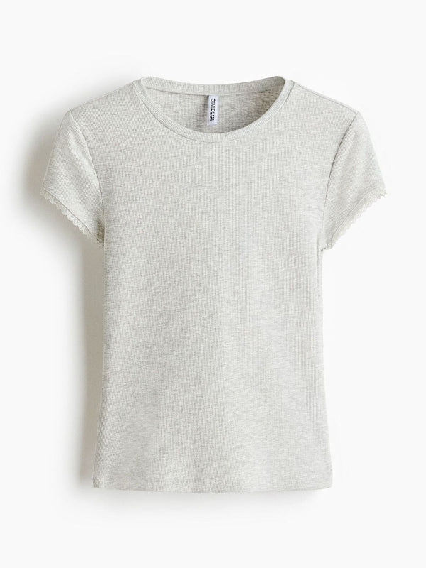 Lace-Trimmed Viscose T-Shirt