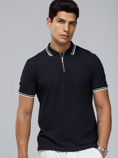 Cava Black Urban Zipper Polo