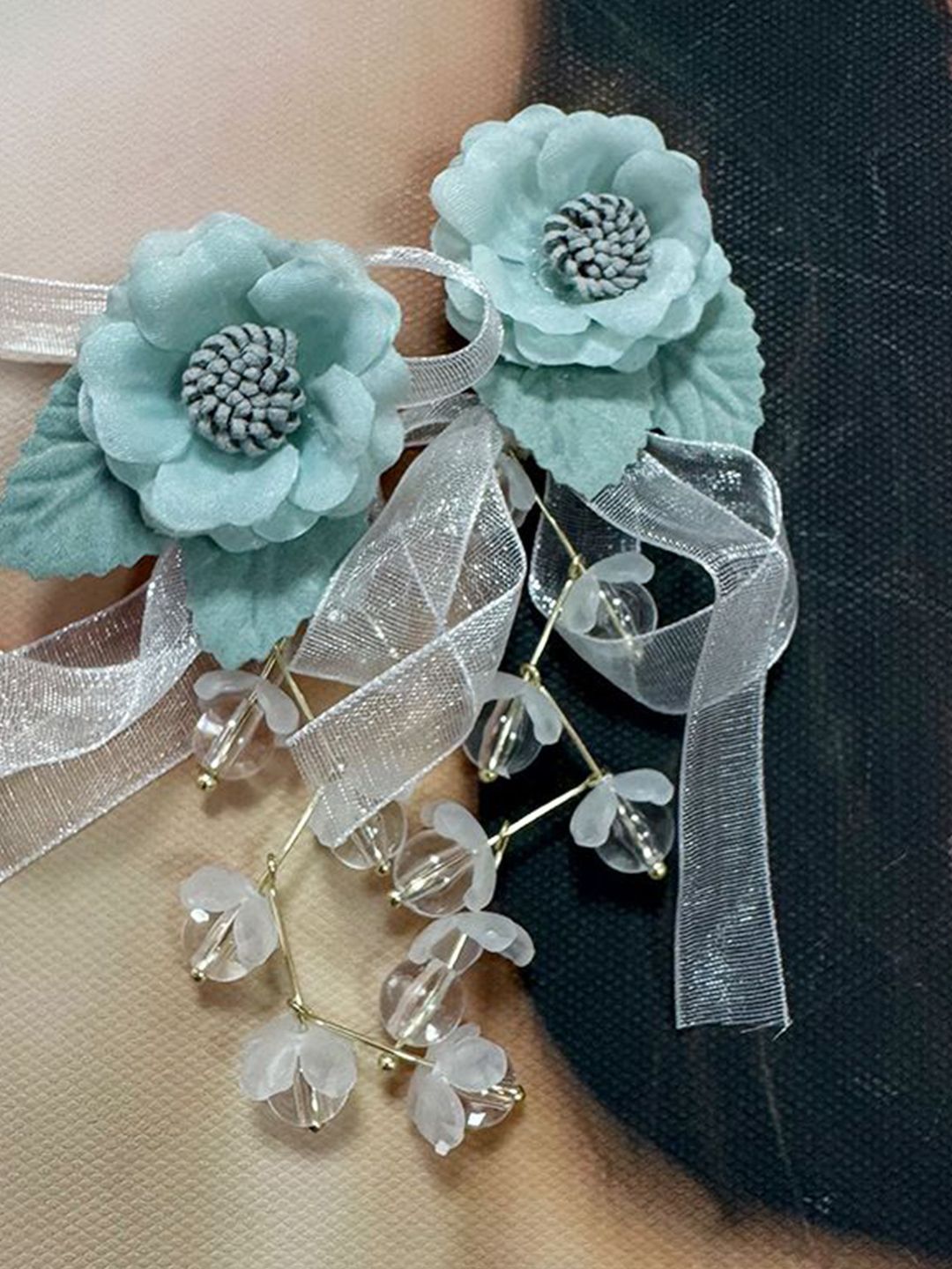 Artificial Beads Floral Shaped Drop Earrings